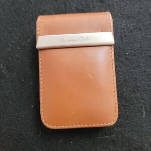 Vintage 60s Massimo Dutti Travel Case Empty Camel leather Vanity Nail Flip Top